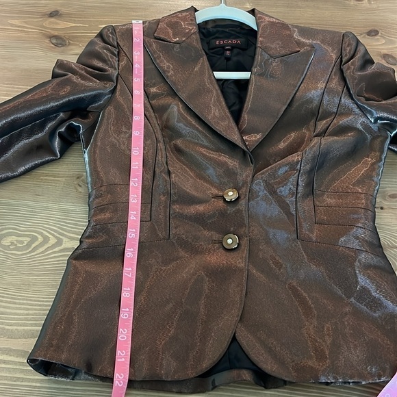 Escada Liquid Bronze Brown Structured Blazer Jacket Size 34  / 4 - Picture 16 of 17